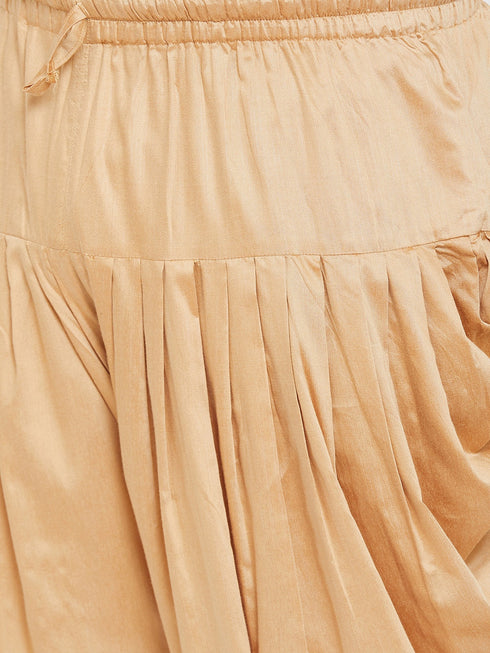 Vastramay Men's Plus Size Green Silk Blend Curved Kurta Dhoti Set